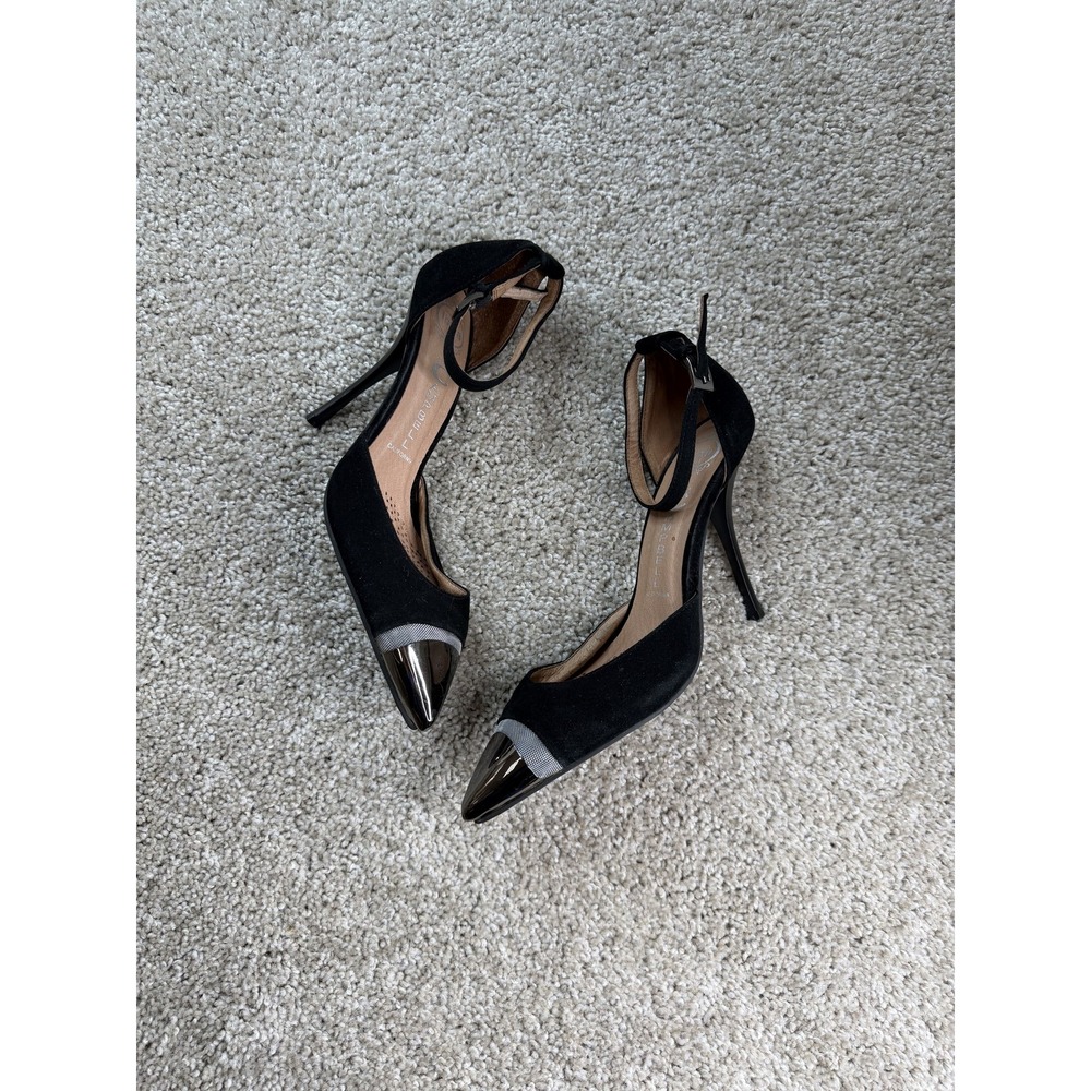 Jeffrey Campbell Shoes Womens Size 8 Black Ankle Strap D'Orsay Cap Toe Heels